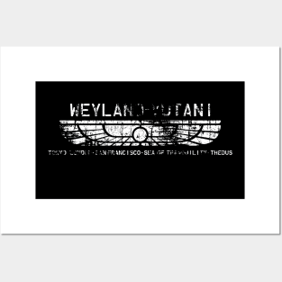 Weyland Yutani distressed, white text Posters and Art